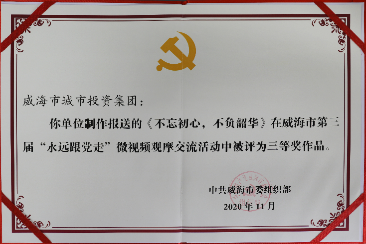 “永远跟党走”微视频观摩交流活动三等奖。